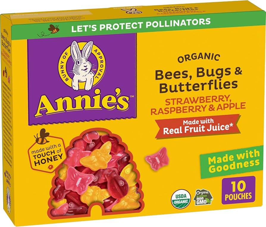 An image of Annie's Bees, Bugs & Butterflies gummies.