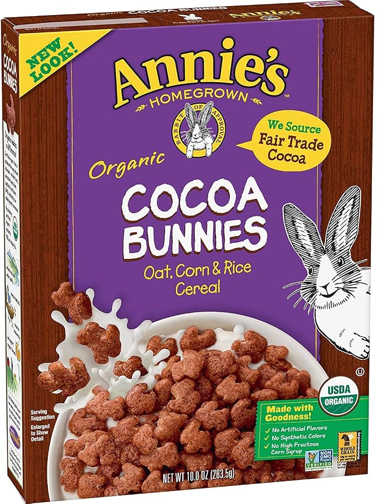An image of Annie's Cocoa Bunnies cereal.