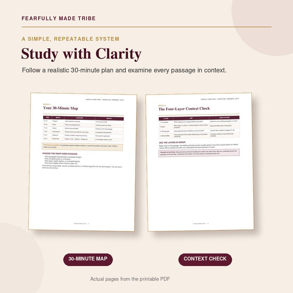 30-minute Bible study method worksheet for understanding, remembering, and applying Scripture