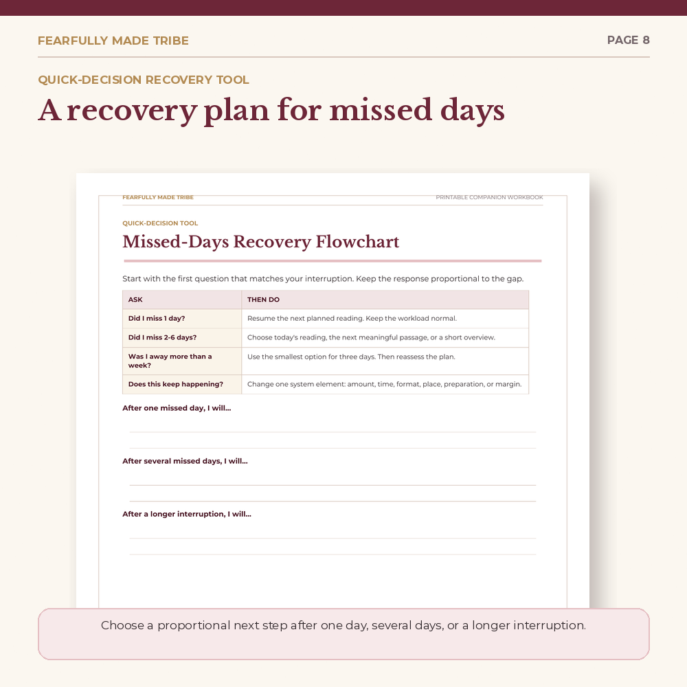 Printable quiet time worksheet for Christians who miss days and want to restart without guilt