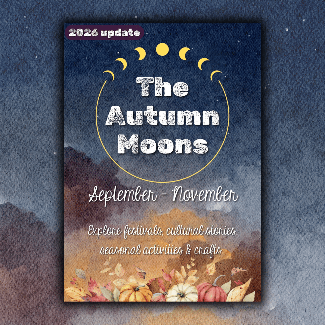 Autumn Moons Pack, with moon folklore, nature study, art, poetry, crafts and seasonal activities for September to November.