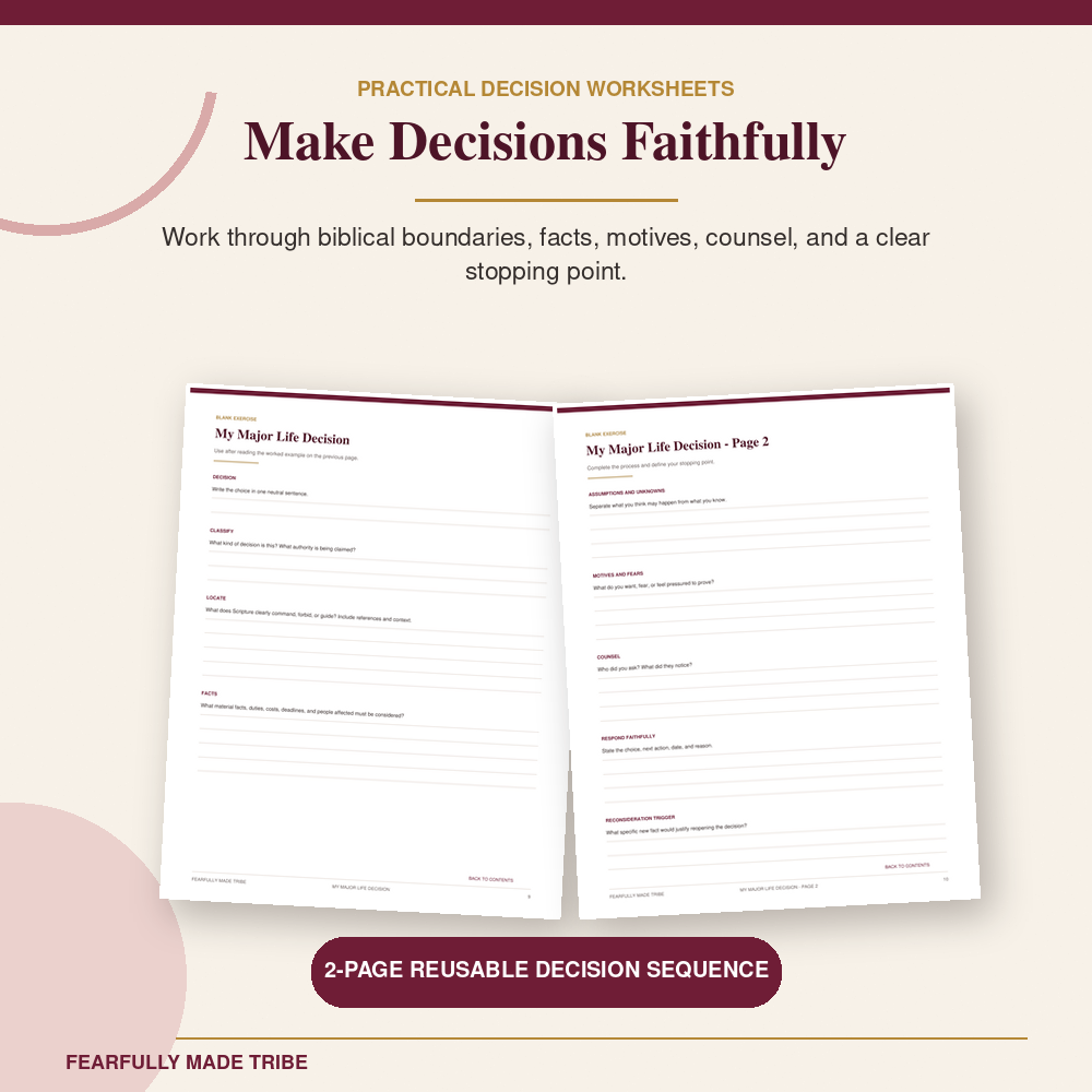 Biblical decision-making worksheet for Christians seeking wisdom and discernment