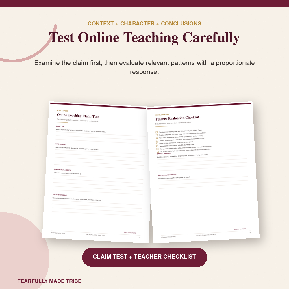 Christian discernment worksheet for testing teachings and beliefs against Scripture