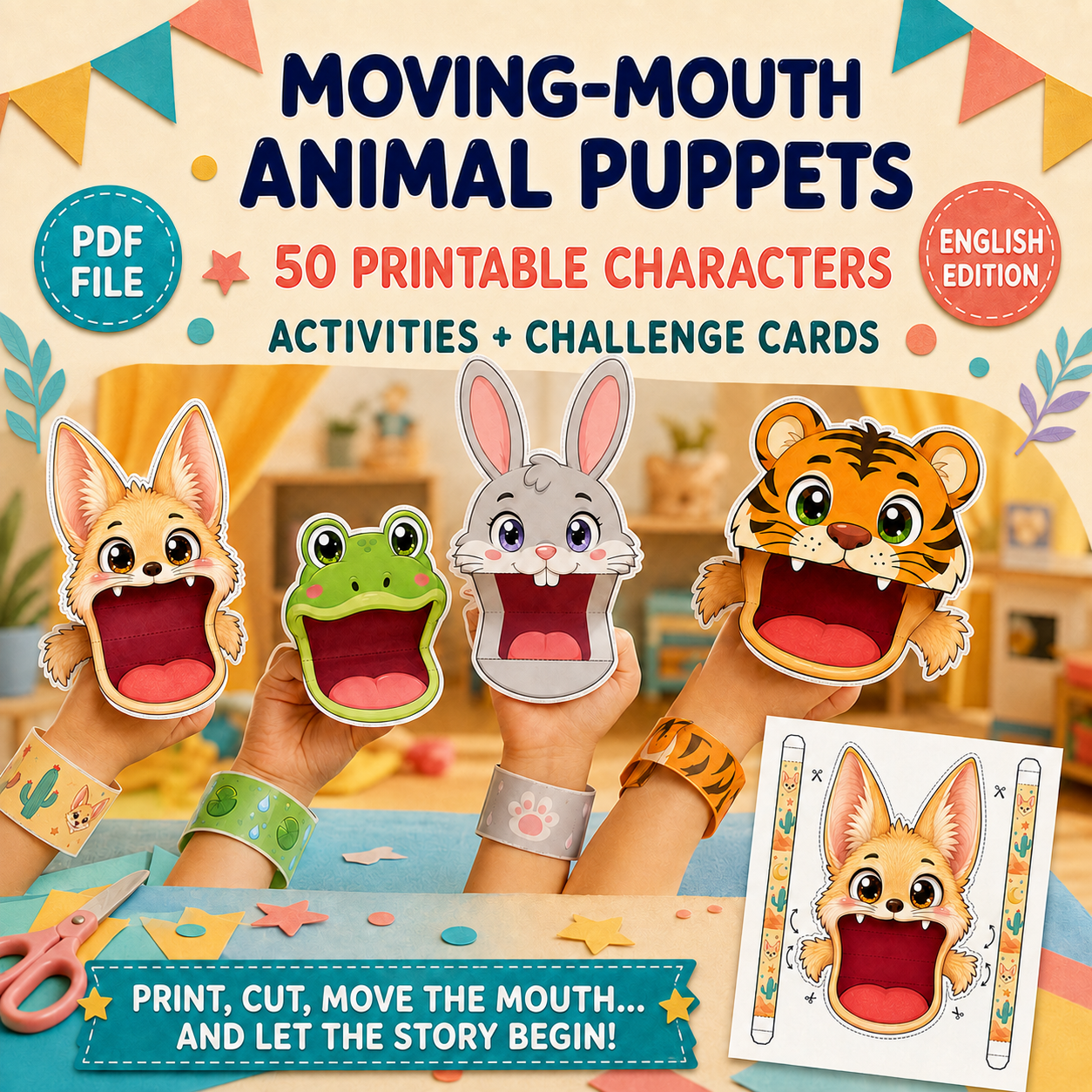 50 Moving-Mouth Animal Puppets
