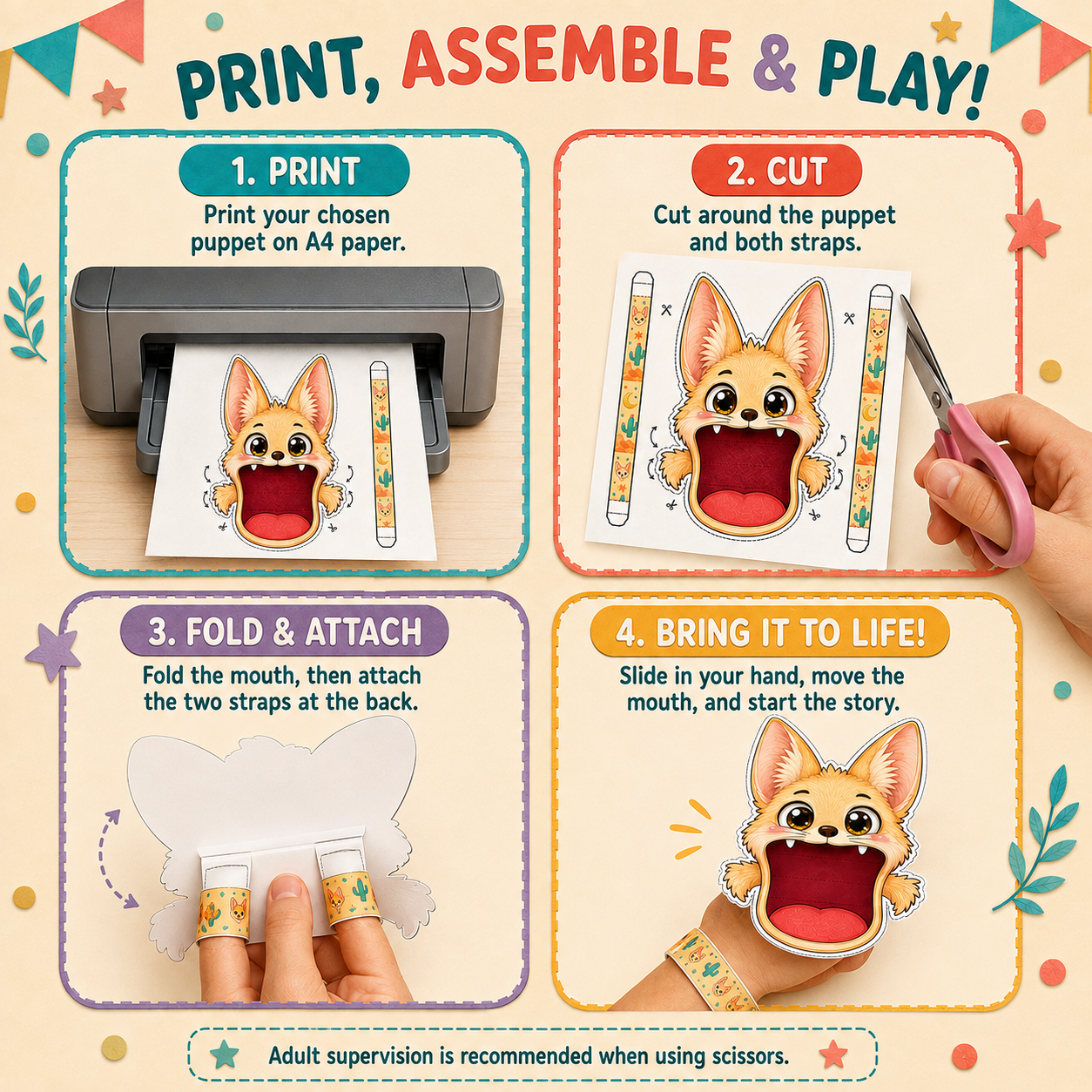 50 Moving-Mouth Animal Puppets