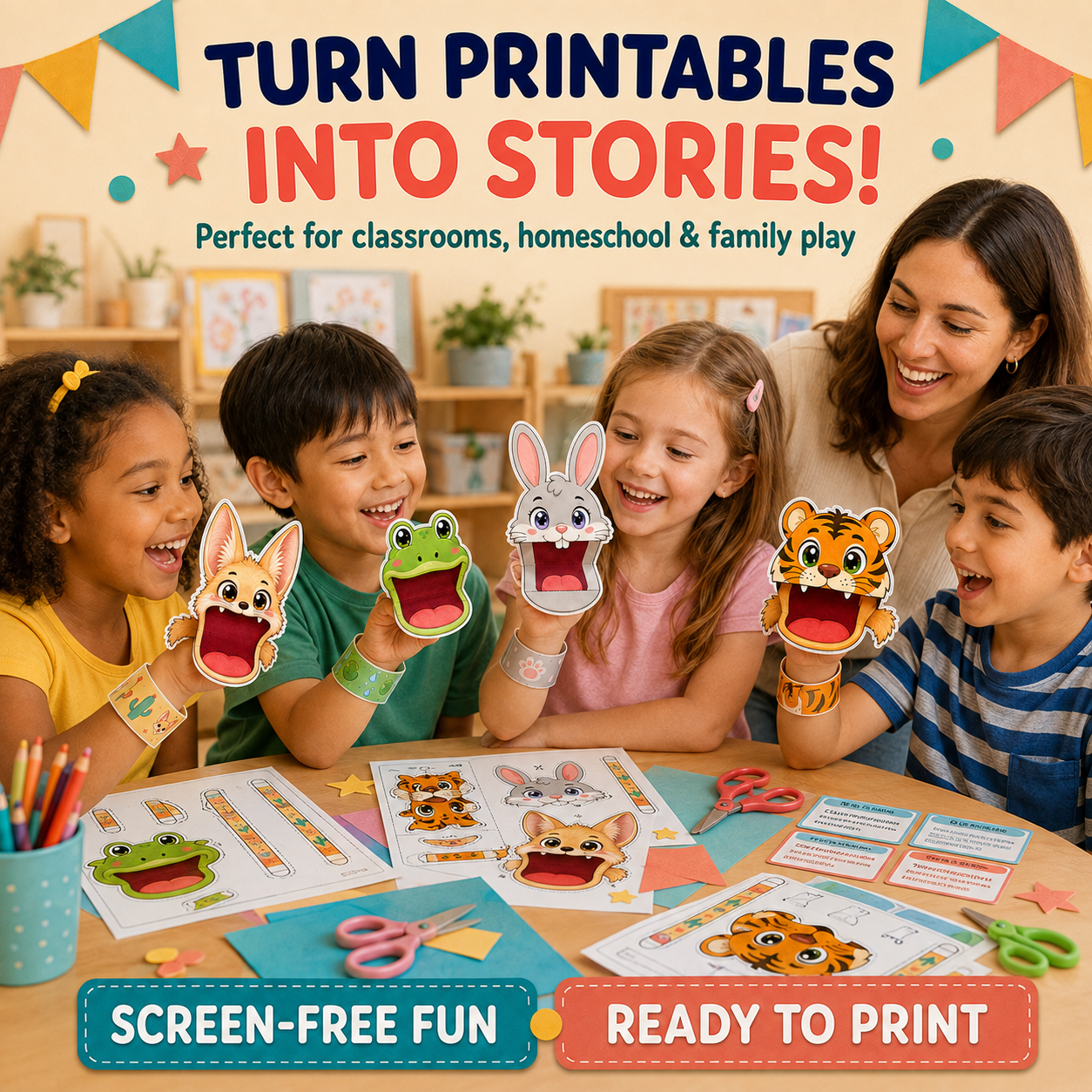 50 Moving-Mouth Animal Puppets