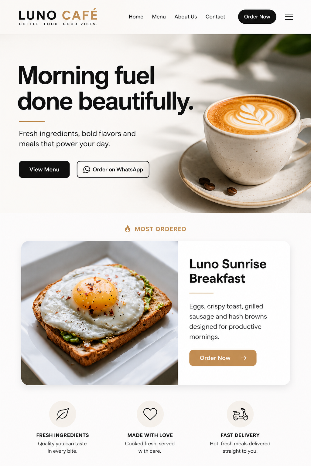 Luno Café website portfolio screenshot