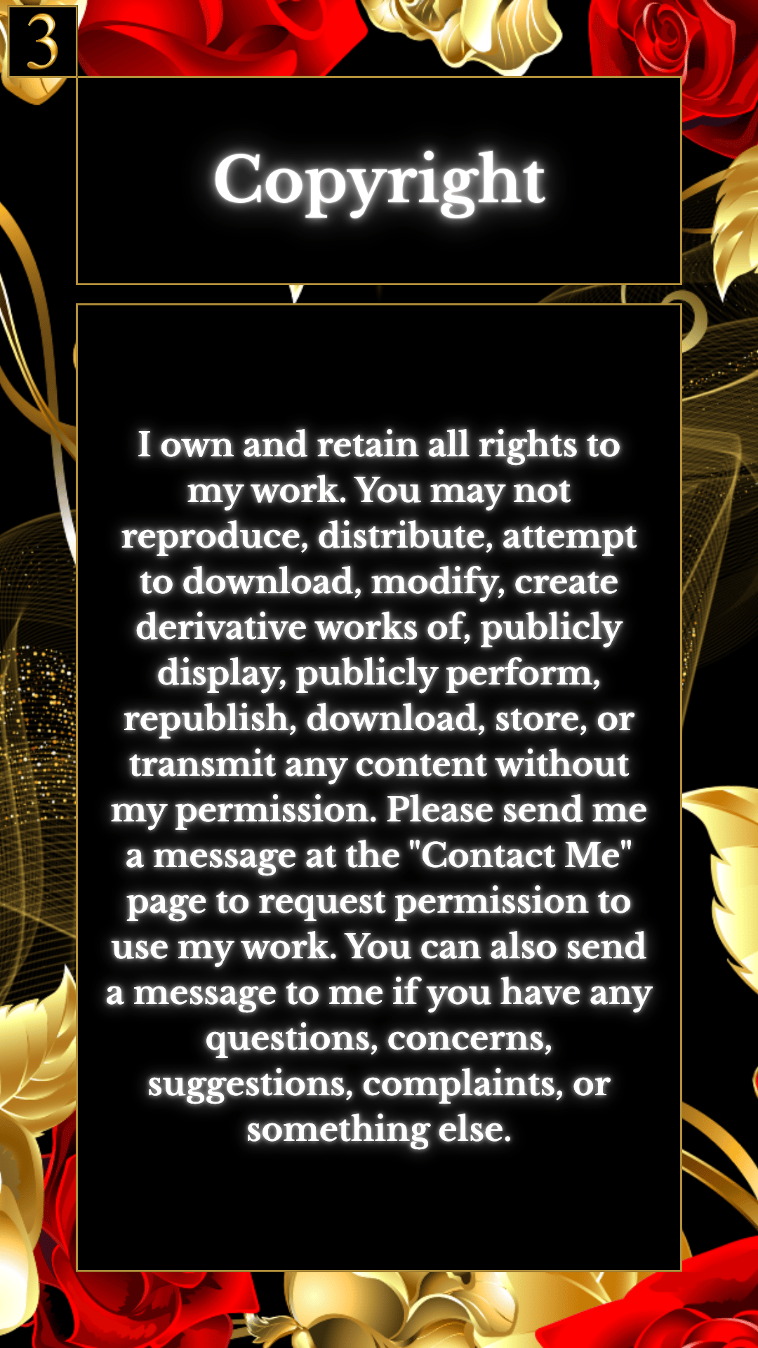An image describing the copyright rules for Erin Nevers's website.