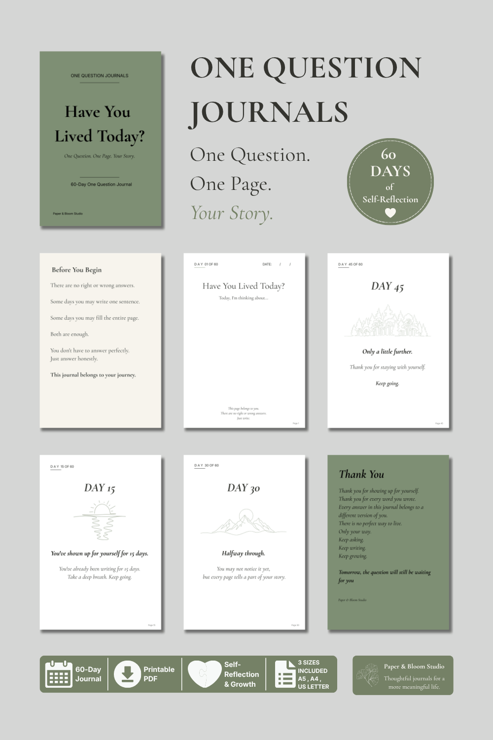 Have You Been Kind to Yourself Today - 60 Day Printable Self Care Journal PDF A5 A4 Letter