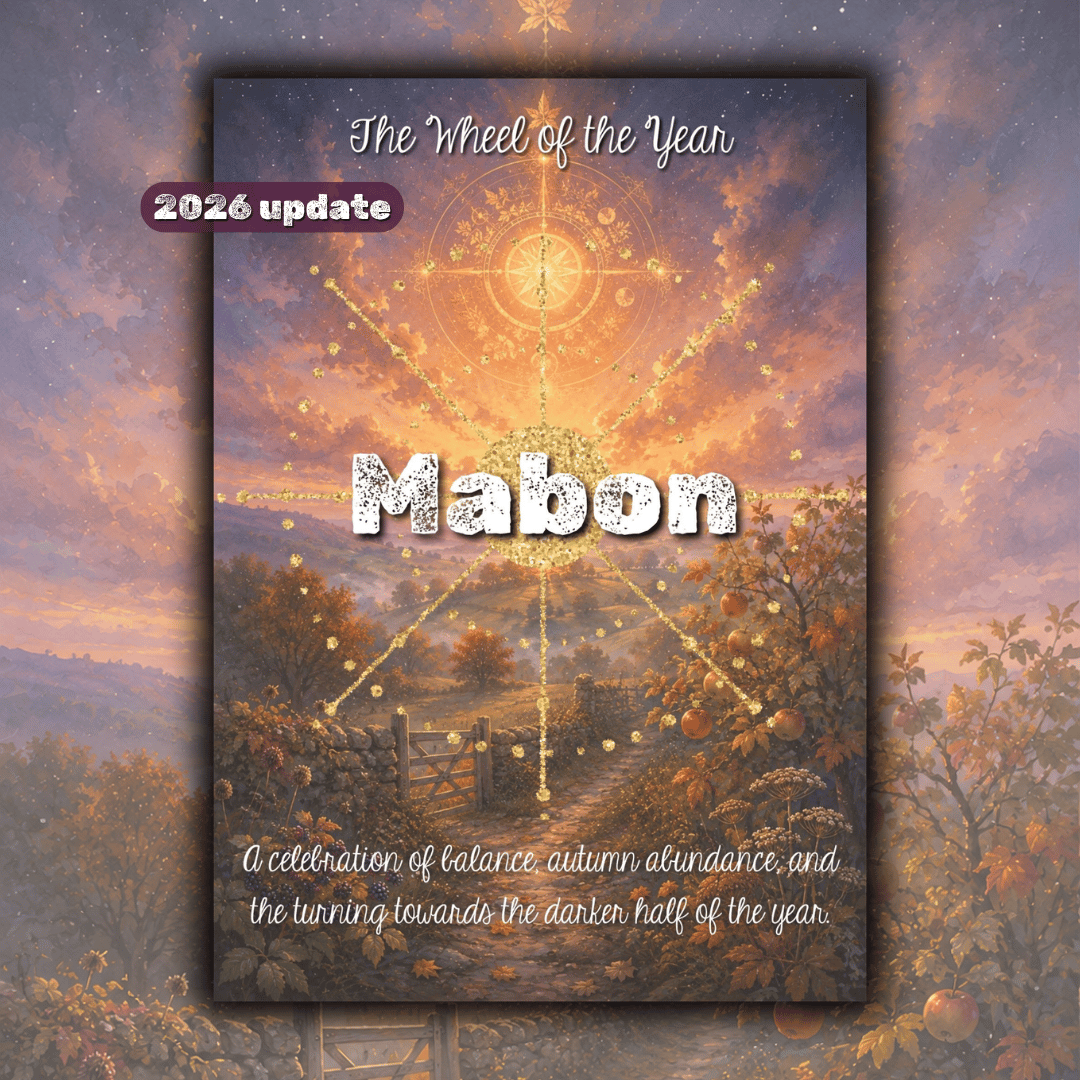 A printable Mabon Pack for families, with autumn equinox activities, folklore, crafts, recipes, colouring pages, nature study, journalling prompts and seasonal learning ideas. Created for home education, Wheel of the Year celebrations and nature-connected