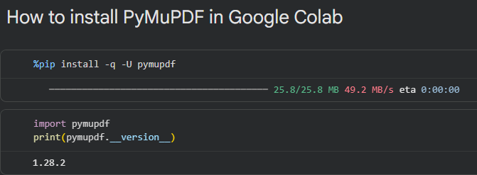 Installing PyMuPDF in Google Colab with Python