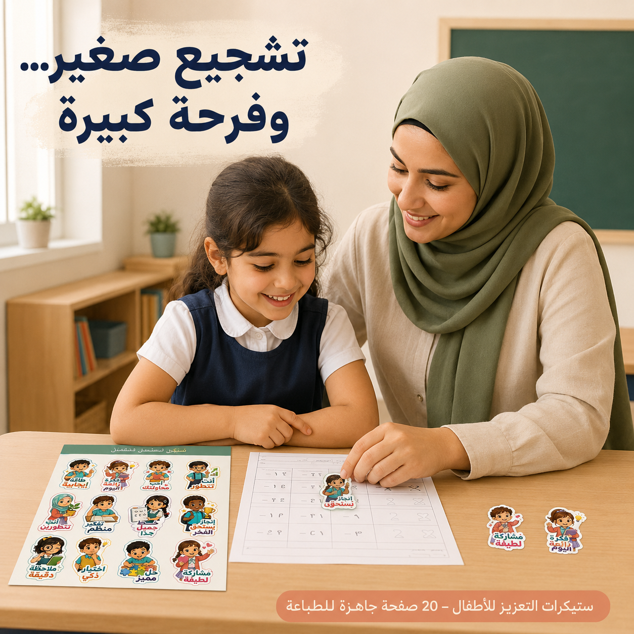 ستيكرات التعزيز للأطفال – 20 صفحة جاهزة للطباعة
