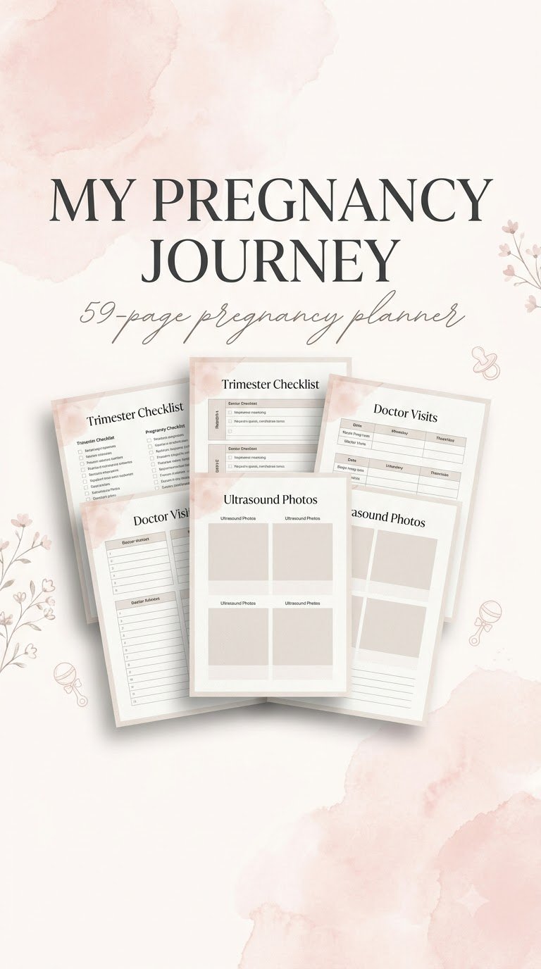 My Pregnancy Journey 59-page pregnancy planner and journal printable PDF for moms-to-be