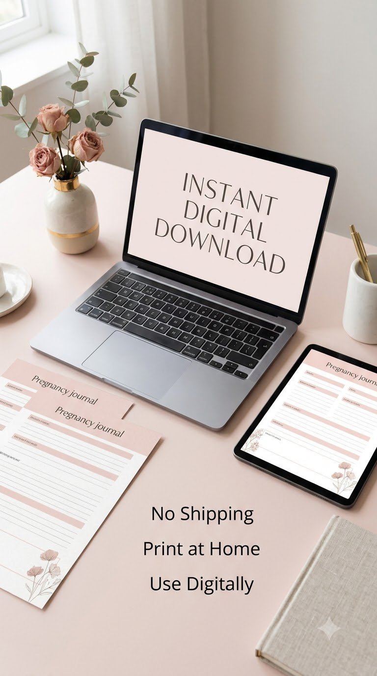Printable pregnancy planner instant digital download for home printing and digital use