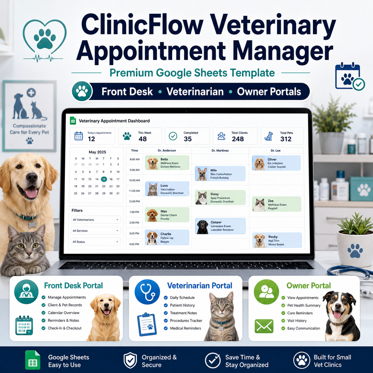 ClinicFlow Veterinary Appointment Manager | Templova Digital product Image1