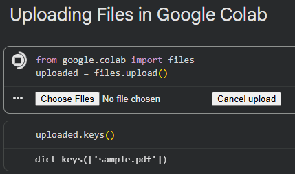 Uploading Files in Google Colab