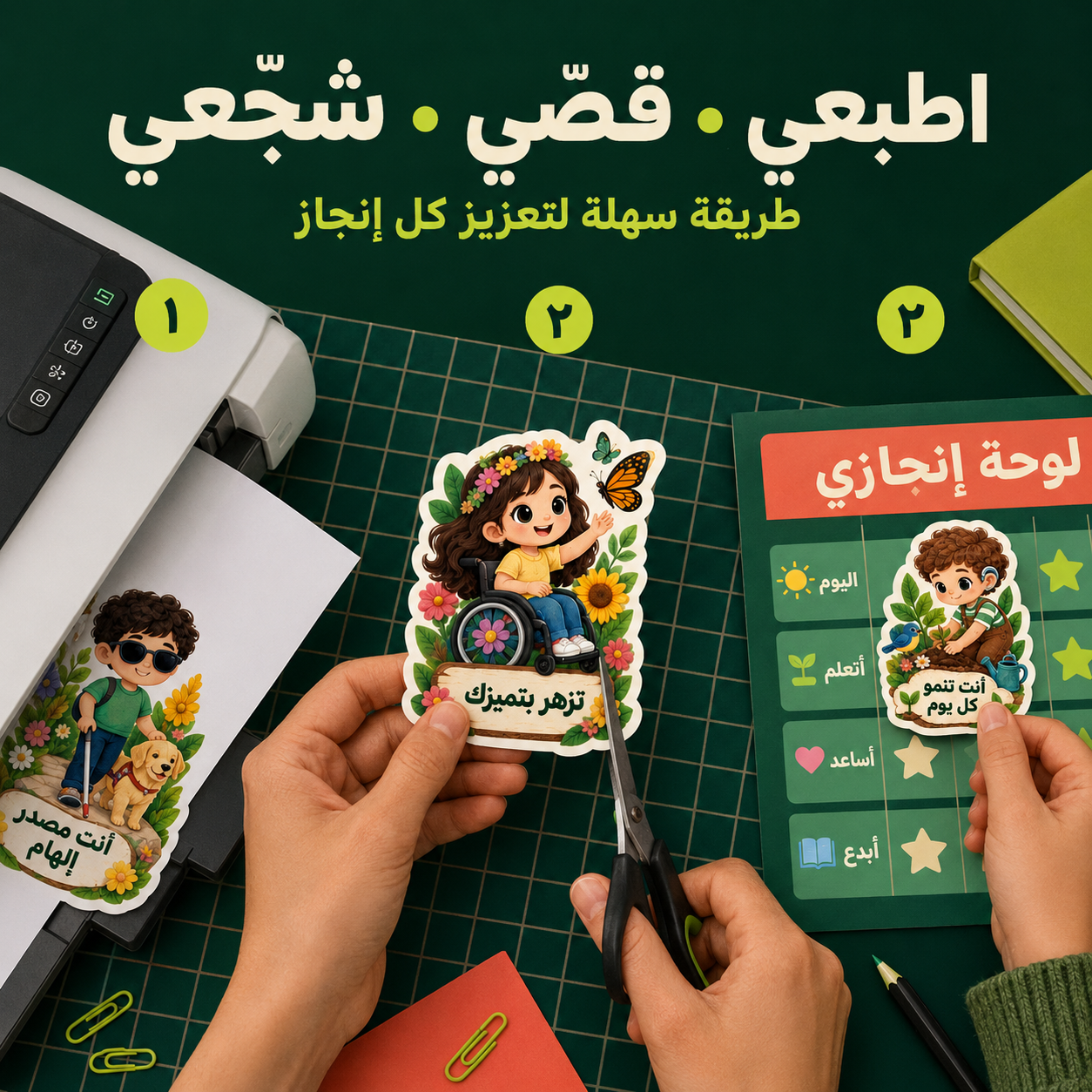 ستيكرات تشجيعية للأطفال ذوي الهمم – ١٦٠ ستيكرًا جاهزًا للطباعة