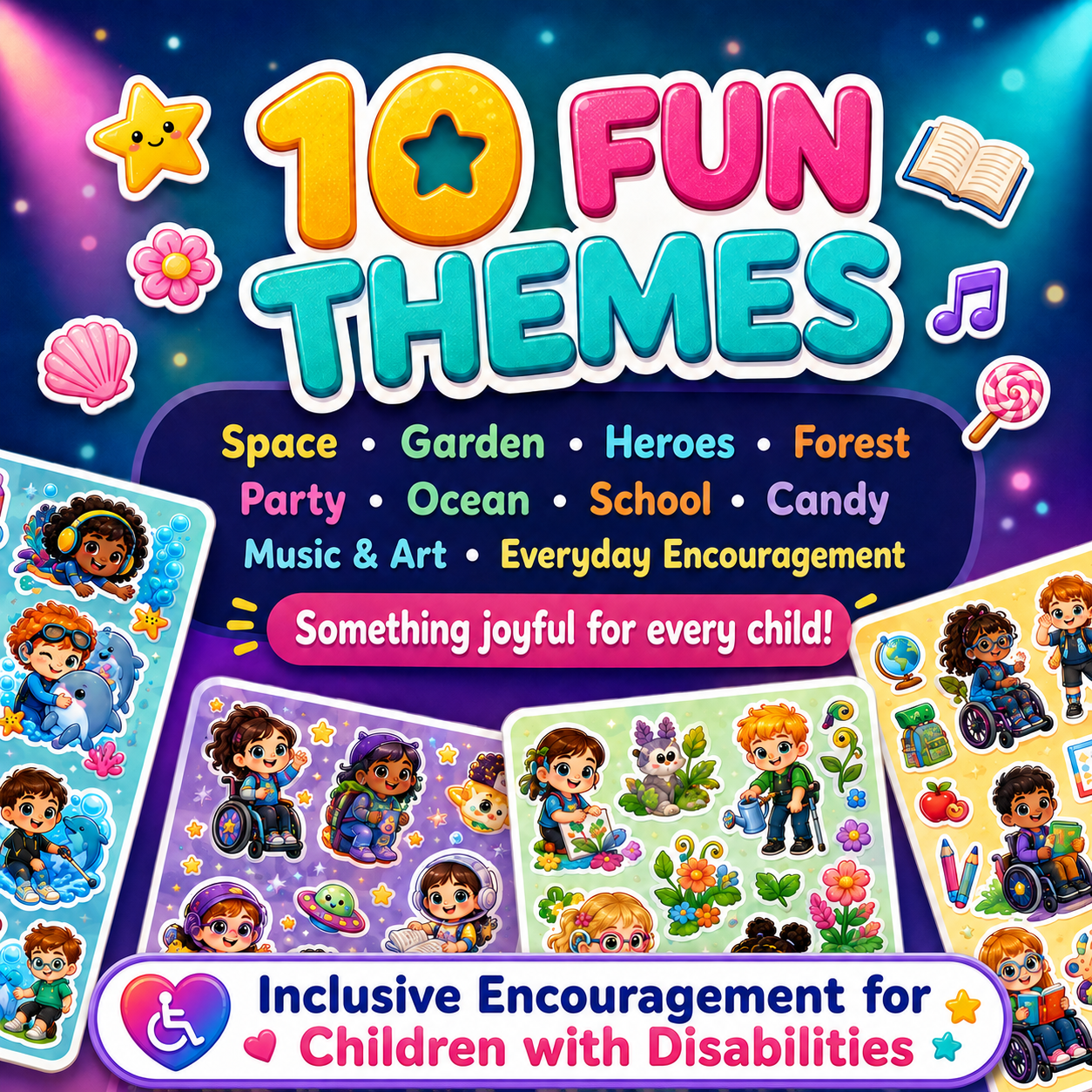 160 Chibi Encouragement Stickers for Children with Disabilities