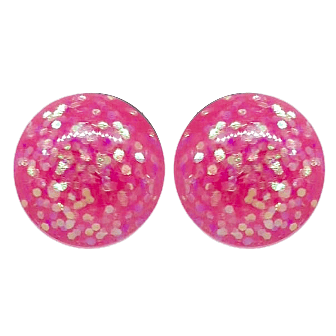 Pink Glitter Stud Earrings Pinup 1950's Style by Atomic Cat