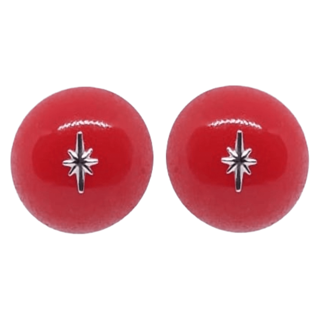 1950's Pinup Style Stud Earrings in red with silver starburst by Atomic Cat