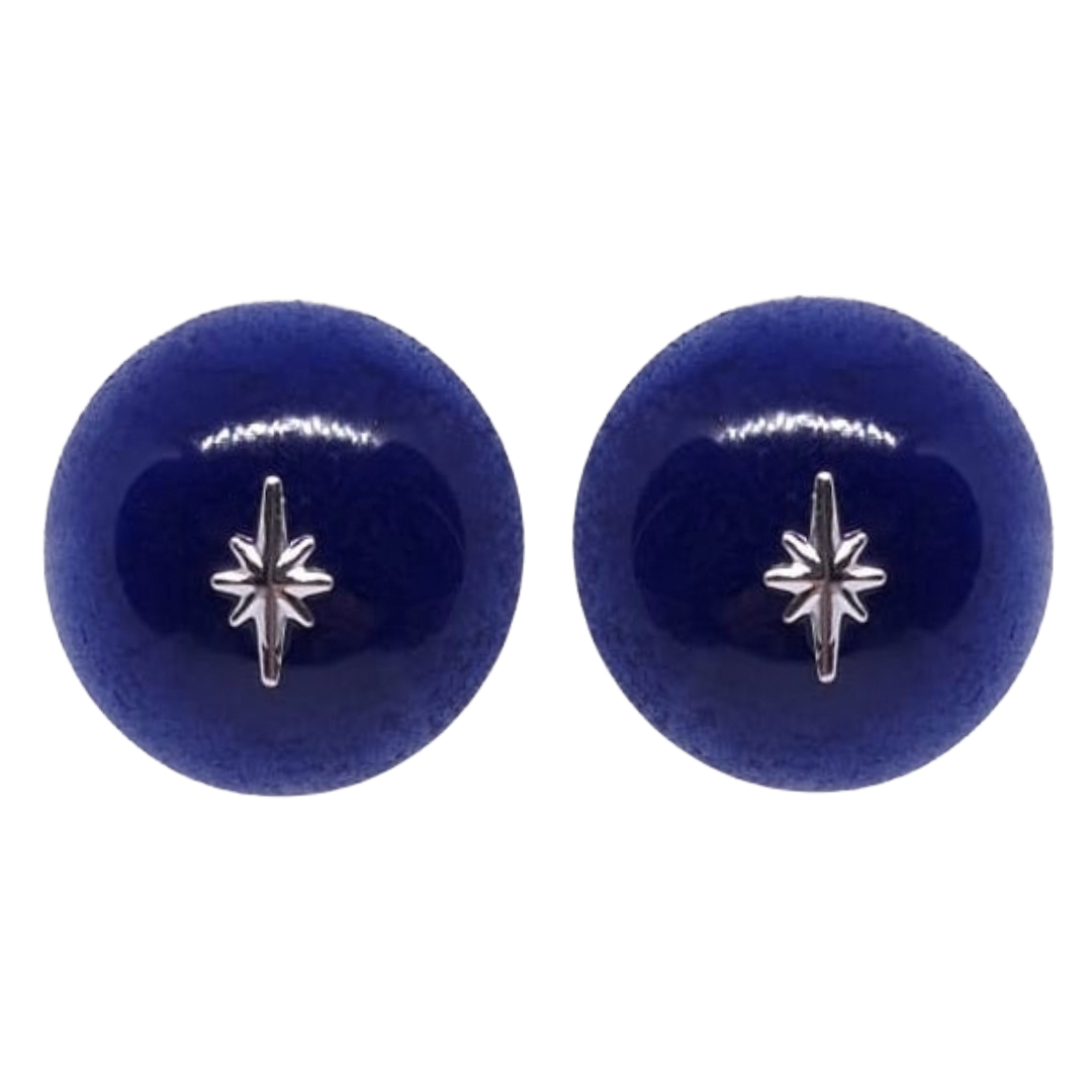 1950's Pinup Style Stud Earrings in blue with silver starburst by Atomic Cat