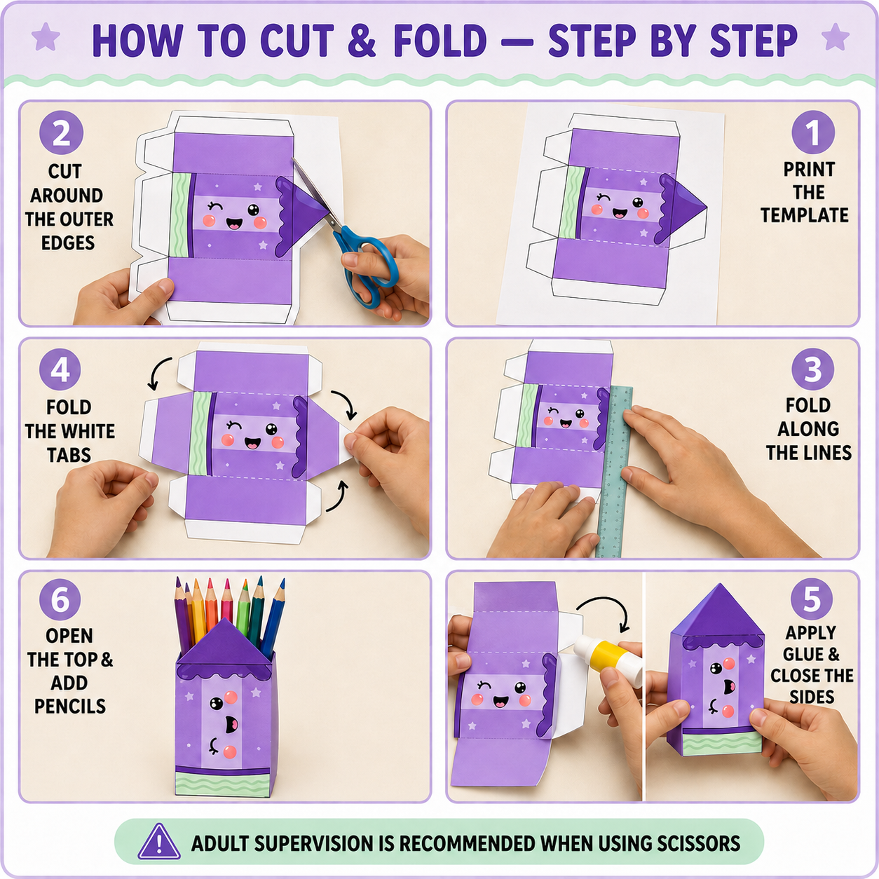 Printable Pencil Holder Craft for Kids