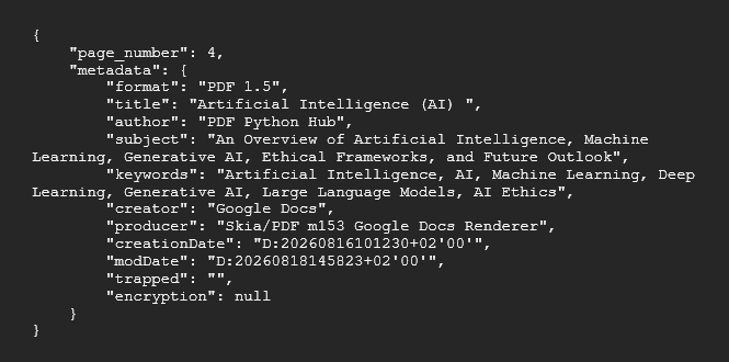 Saving PDF Information as JSON