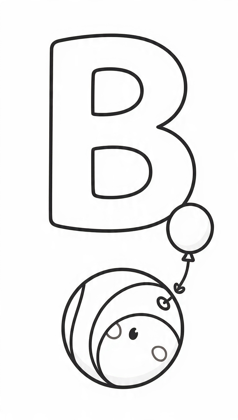 B is for Ball Coloring Image for Kids