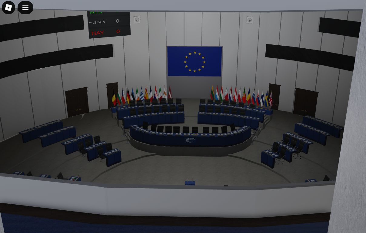 Roblox European Parliament assembly chamber