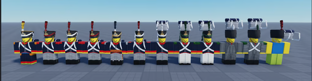 Mecklenburg soldiers with historical uniforms and headgear
