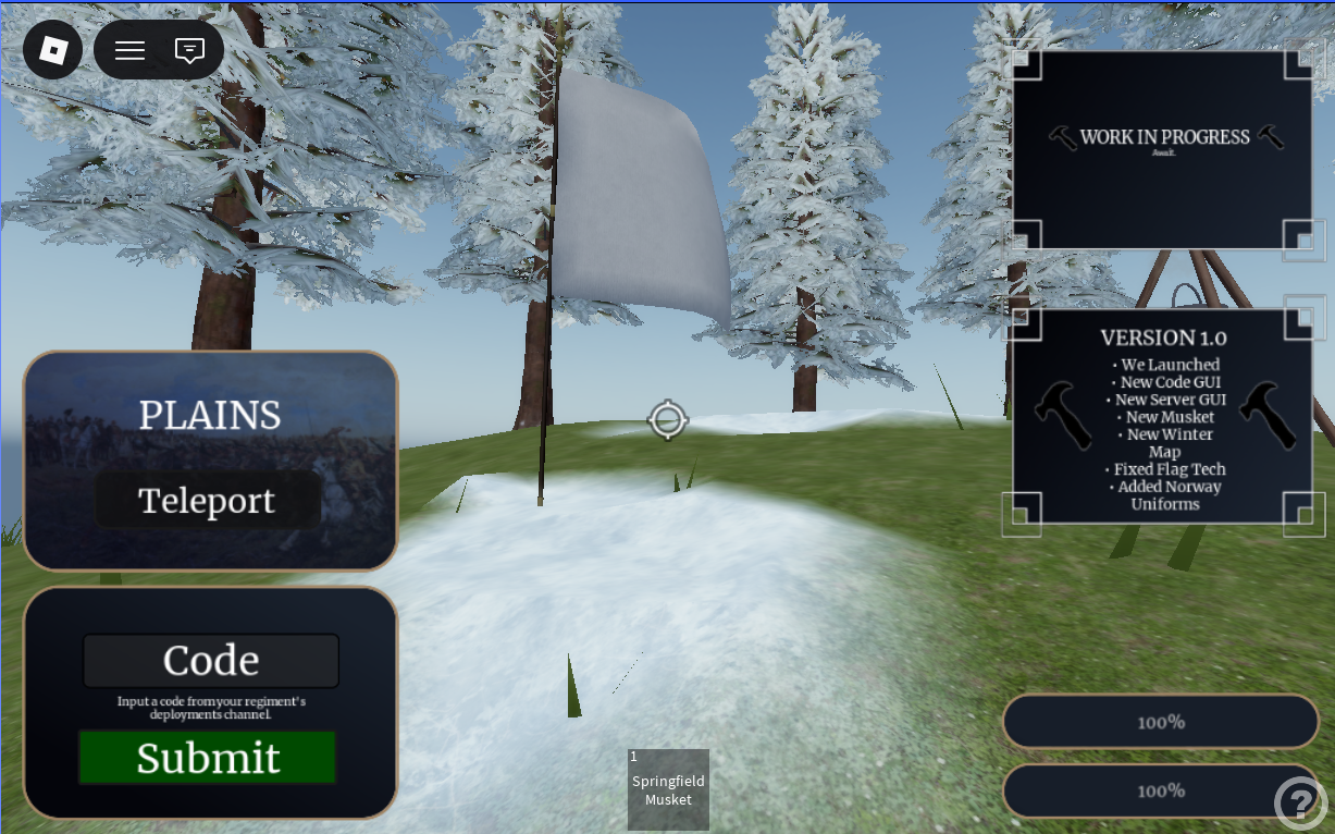Roblox snowy battlefield showing A B and C capture points