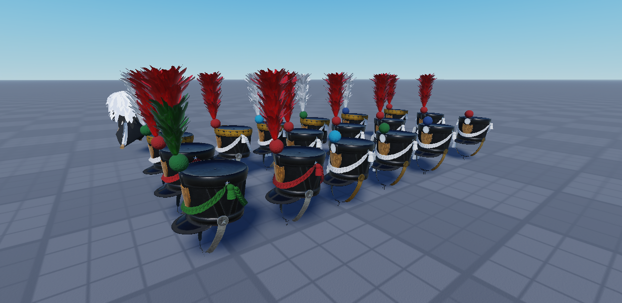 Saxon shakos with red white green and blue plumes