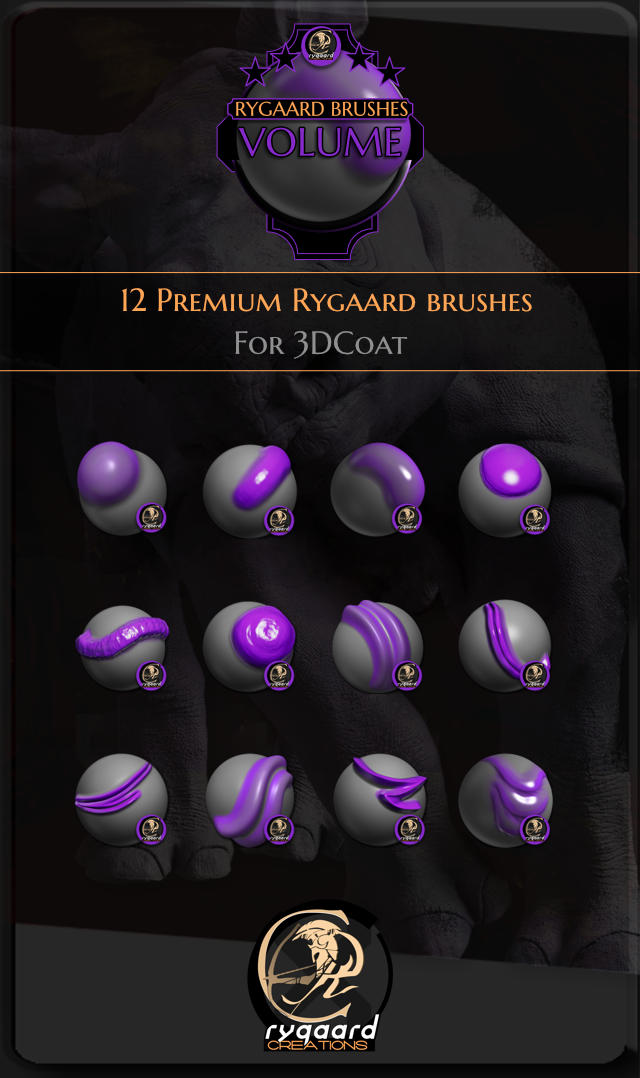 Rygaard Volume brush pack contains 12 different brushes