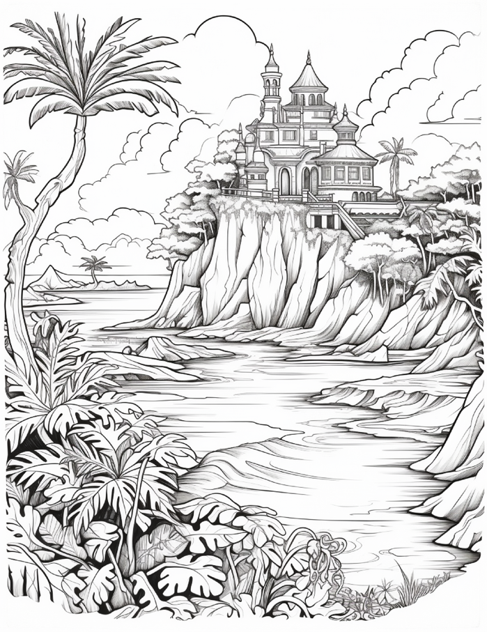 Mystery Island Coloring Pages for Adults