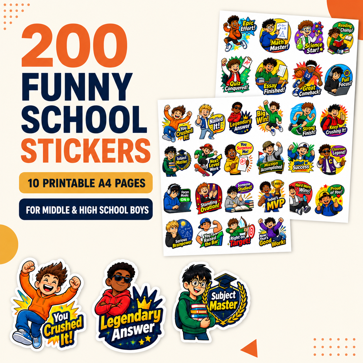 Motivate Teen Boys Without the Eye Rolls | 200 Funny Printable Encouragement Stickers