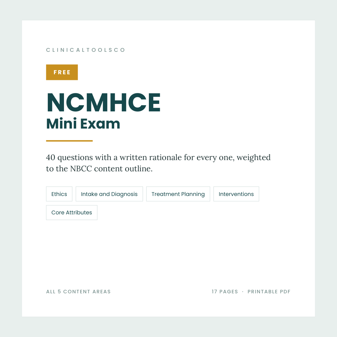 Cover of Free NCMHCE Practice Test 2026, 40 Questions with Rationales