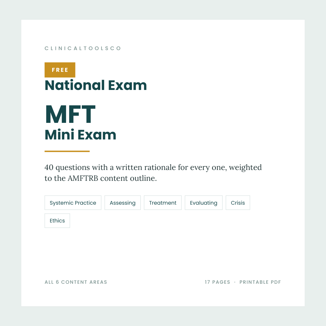 Cover of Free MFT Practice Test 2026, 40 Questions with Rationales