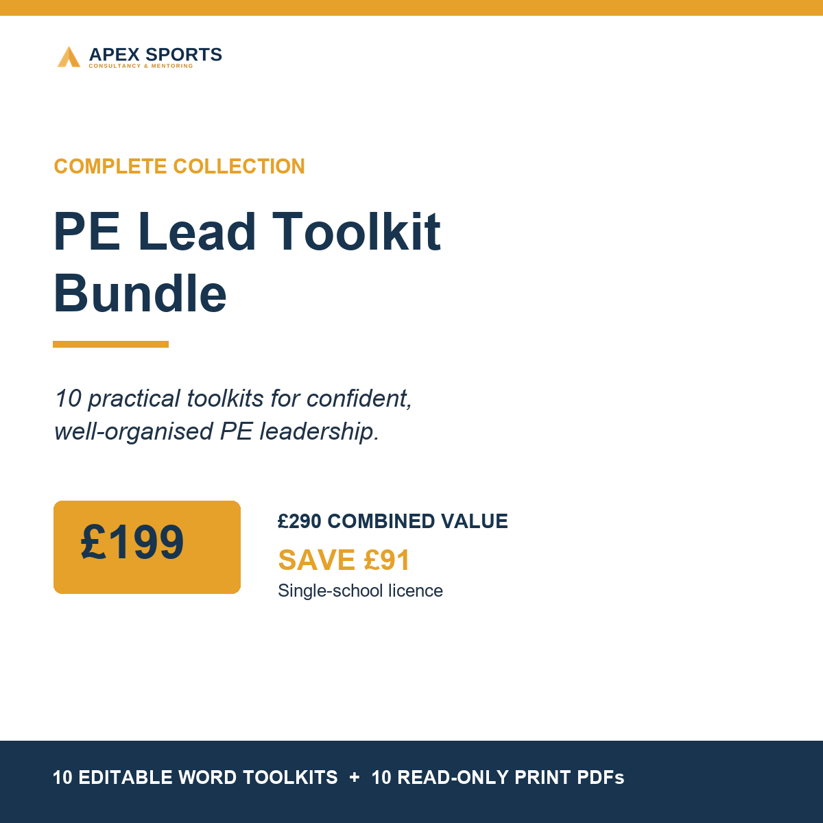 Complete APEX PE Lead Toolkit Bundle containing ten practical primary PE leadership toolkits.