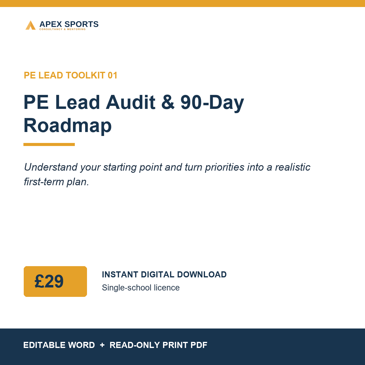 APEX PE Lead Audit and 90-Day Roadmap toolkit for reviewing and improving primary PE provision.