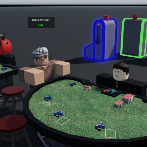 Roblox multiplayer blackjack tables with virtual currency betting system