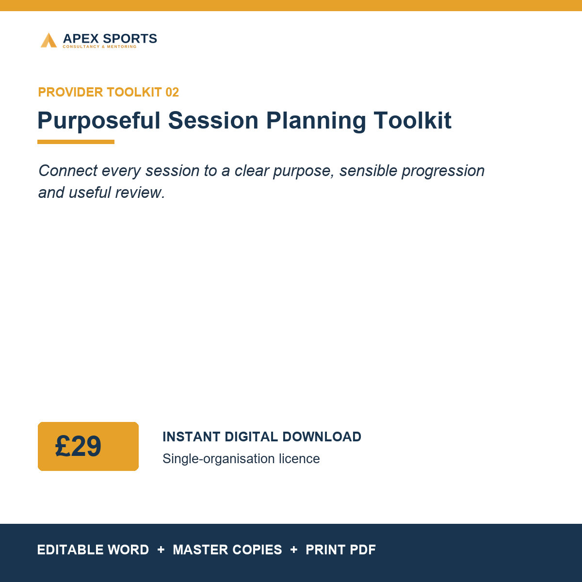 APEX Purposeful Session Planning Toolkit digital toolkit for coaches and sport providers.