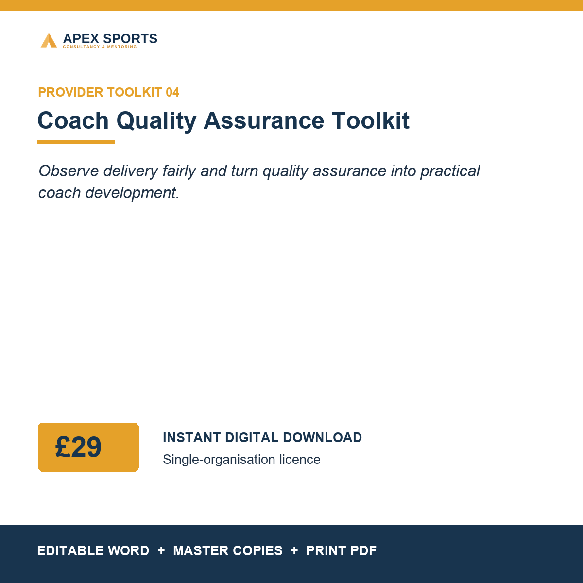 APEX Coach Quality Assurance Toolkit digital toolkit for coaches and sport providers.