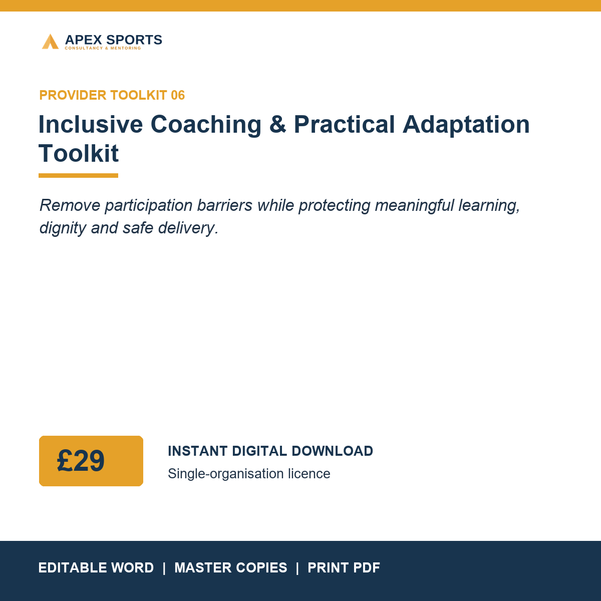 APEX Inclusive Coaching and Practical Adaptation Toolkit product cover