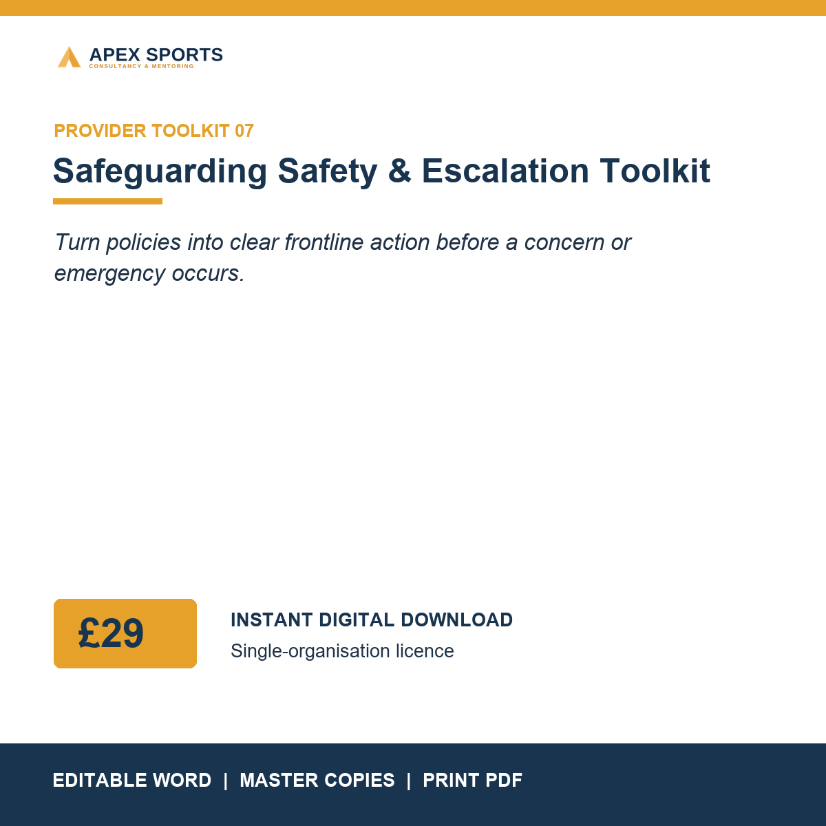APEX Safeguarding Safety and Escalation Toolkit cover