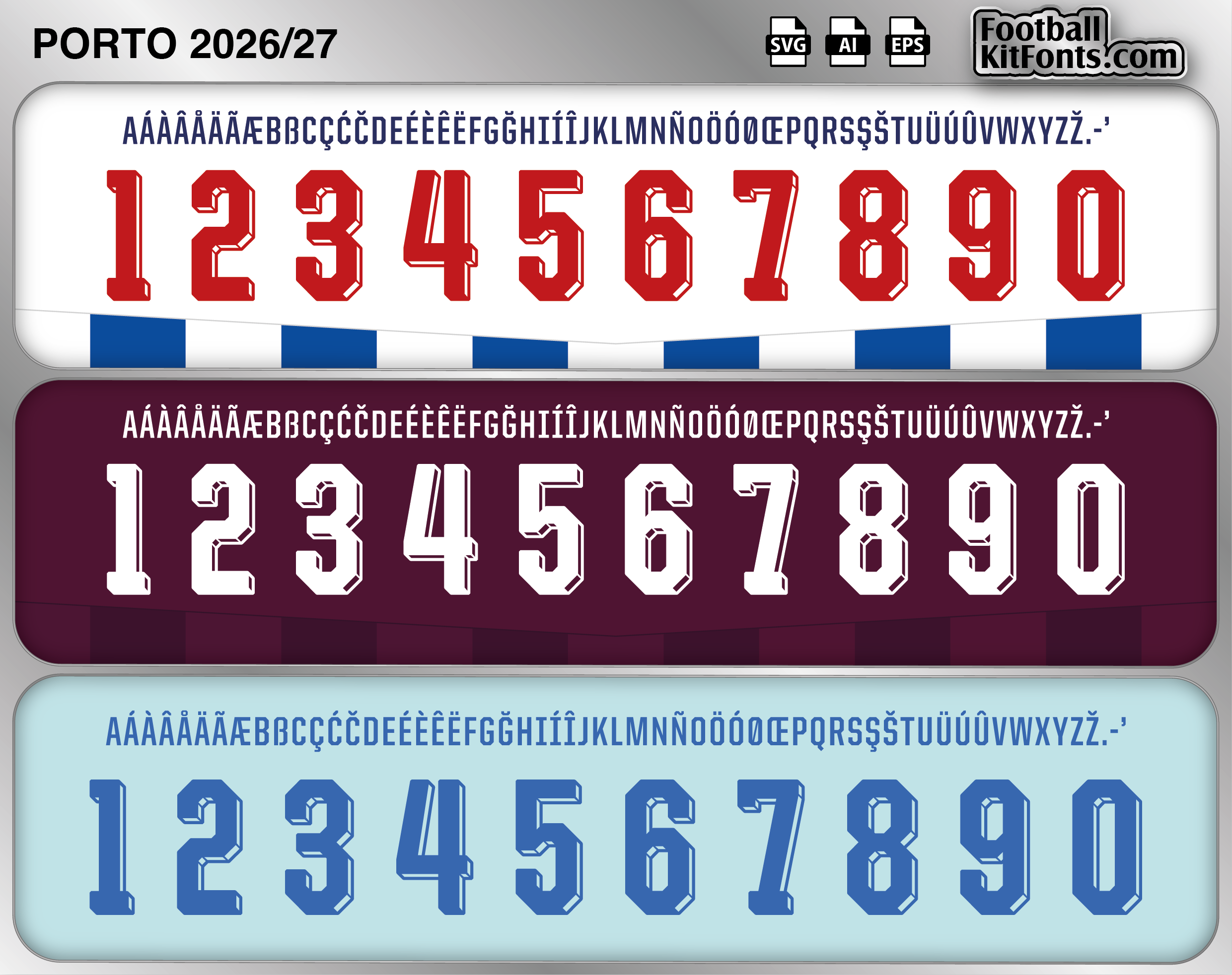 Basic Font Design Porto 2026-27 Vector Font