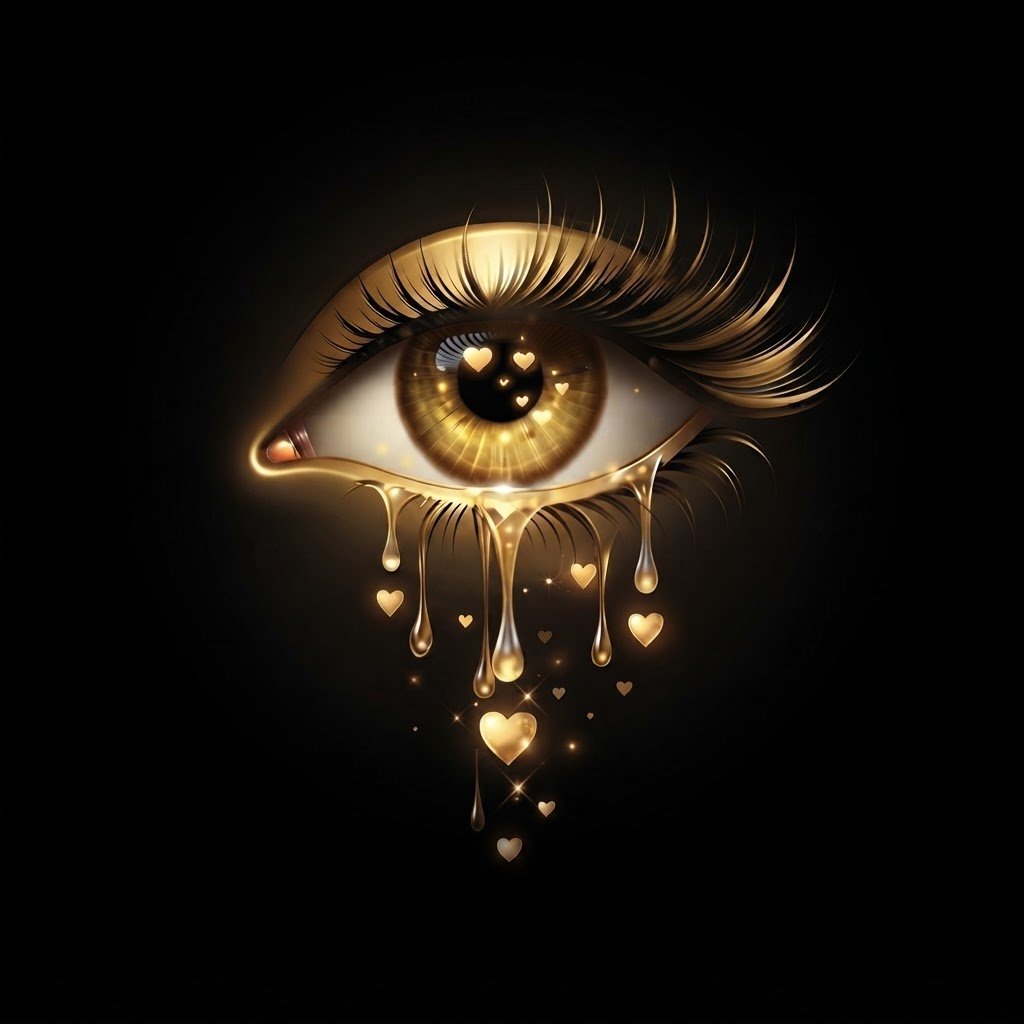 REDDY World signature eye logo with heart-shaped tears, symbolizing creativity, emotion, resilience, transformation, and purpose.