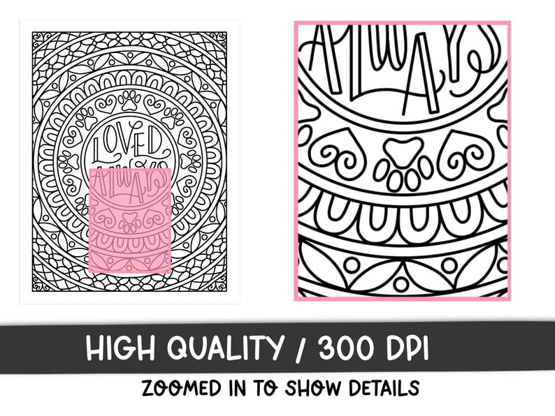 Pet Memorial Coloring Page for Grieving the Loss of a Dog | Instant Download | high quality 300 dpi