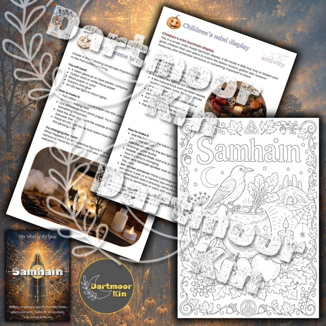 A printable Samhain pack for seasonal family learning. Folklore, Halloween traditions, crafts, recipes, nature study and reflective activities for all ages.