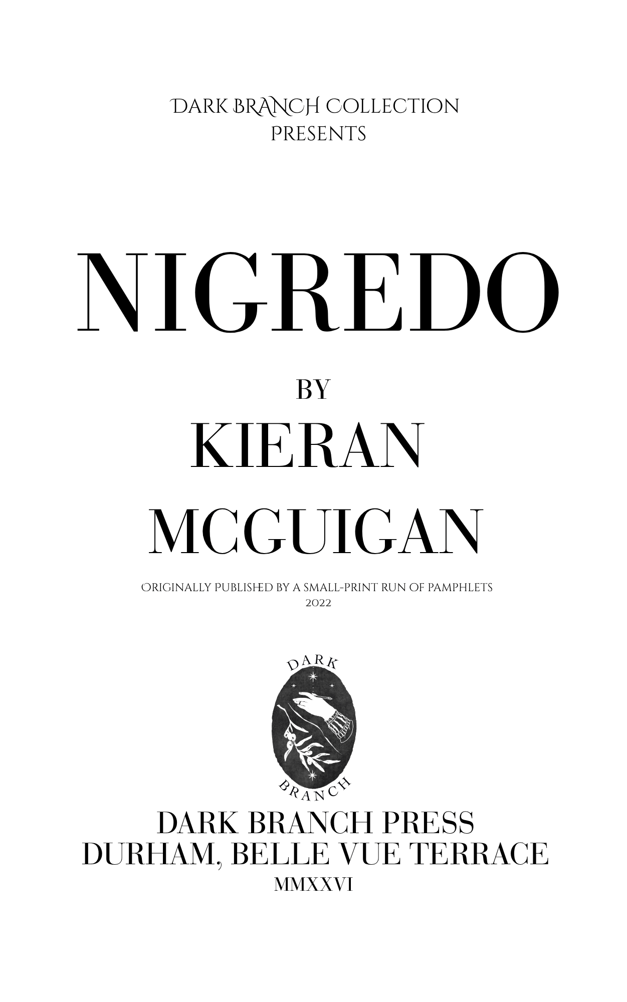 Nigredo Printer's Page