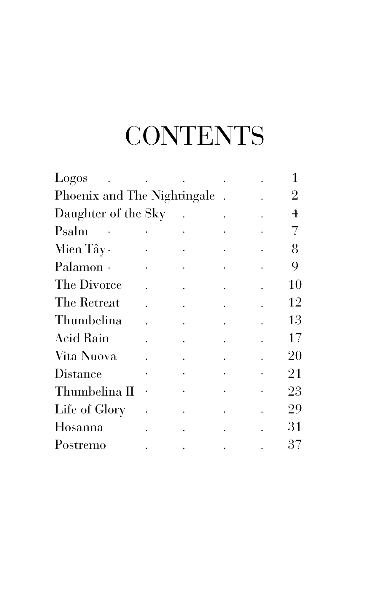 Closing Box Contents Page